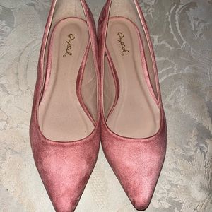 Blush Pink flats with pearls | Qupid size 8